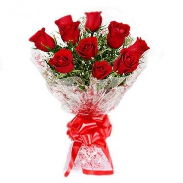 Red Roses Bouquet Fresh Flowers Bunch of 12